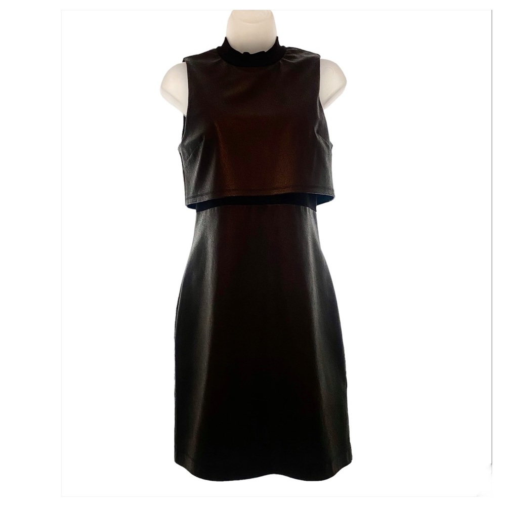 French Connection Vegan leather 2 tier dress.